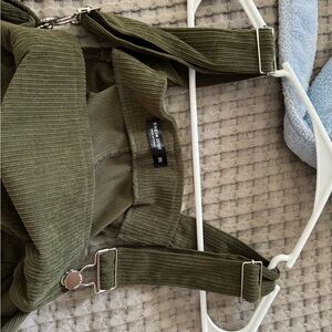 Olive Green Ribbed Overalls